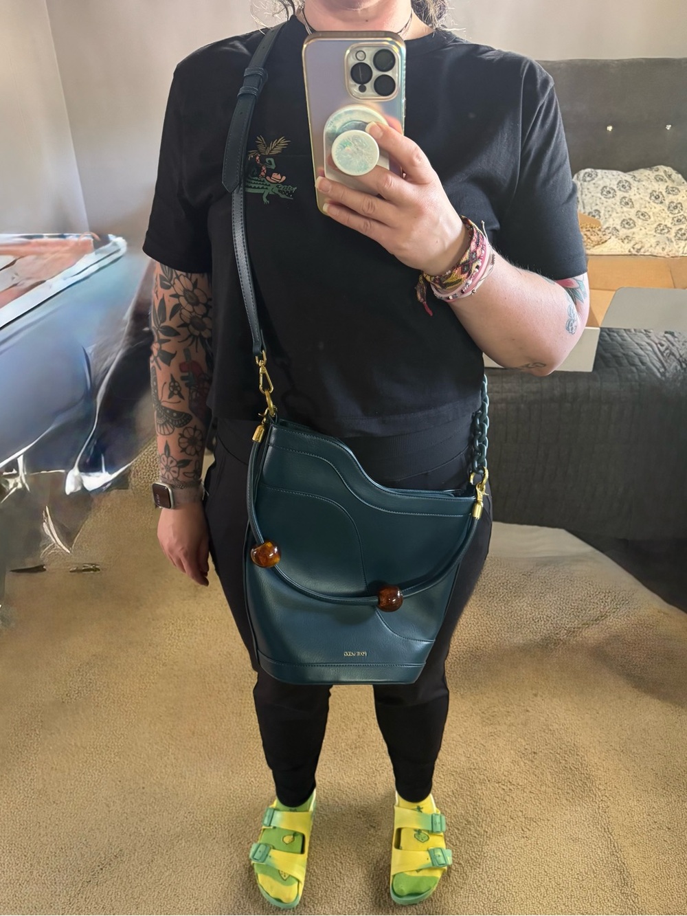 Pixie Mood Deep Teal Bag with Amber Accent Beads - Picture 6 of 7